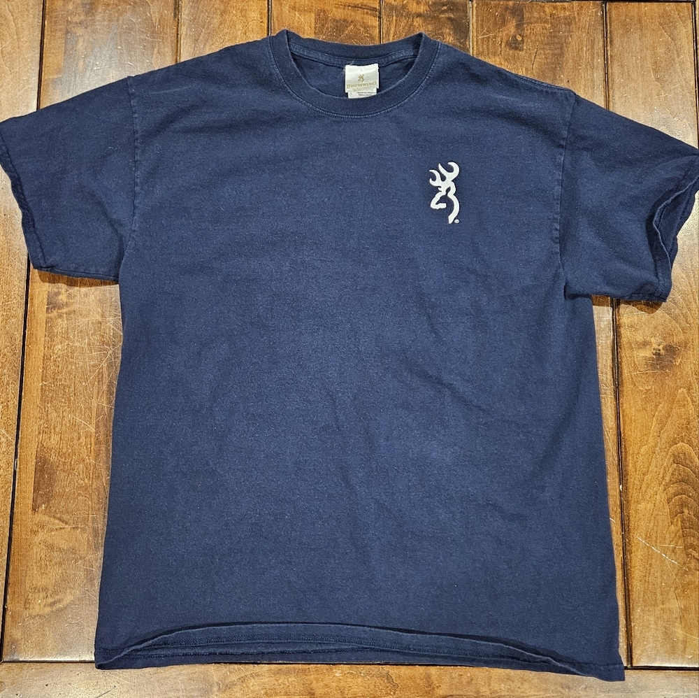 Browning Blue American Flag Logo T-Shirt Men's Large